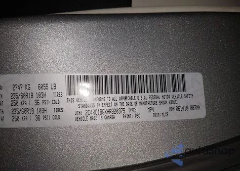 2017 Chrysler Pacifica Touring-L z USA, uszkodzony, nr VIN 2C4RC1BGXHR820375